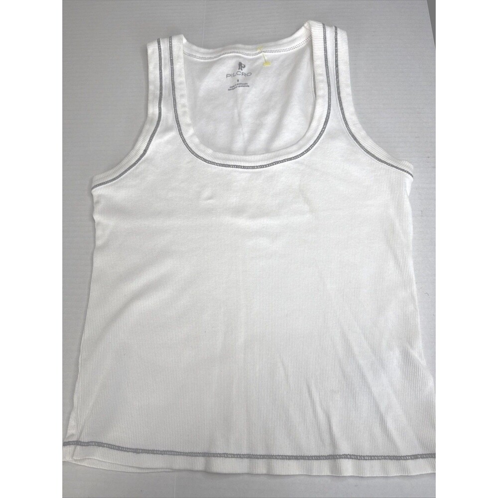 Anthropologie Pilcro Sustainable Ribbed Tank Top White M Clean Girl Minimalist